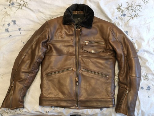 Blouson cuir moto marron brown - cuir,