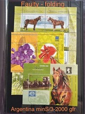Argentina stamps sheet horses flowers sheet x3 Faulty