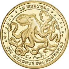 France, Médaille, Cherbourg - Scaphandrier et poulpe, Fer doré, SPL