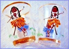 PETITS VERRE ÉMAILLÉ DÉCOR DANSEUSE AFRICAINE