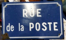 Ancienne plaque de rue émaillée Rue de la poste