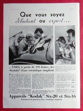 Publicité de Presse: Photographie KODAK SIX-20 et SIX-16 Frigidaire FRIGECO 1934