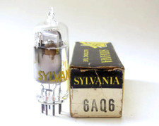 Tube 6AQ6 SYLVANIA NOS NIB  Label vert ou jaune /neuf 1 pièce en boîte originale