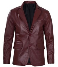 Blazer En Cuir Bordeaux Pour