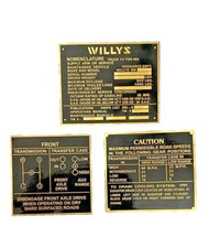 Laiton Fabriqué Noir Tableau Données Plaque 3 Unité Pour Willys Jeep Ford CJ2A