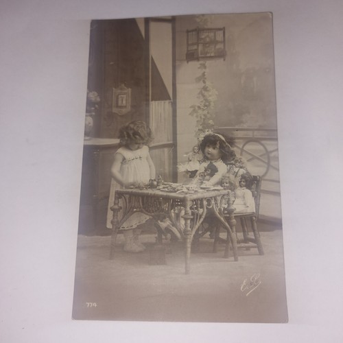 Cpa enfant dinette poupees - cpa,