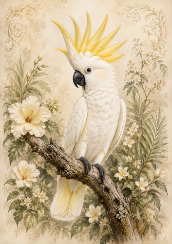 Affiche cacatoès huppe - affiche, a4