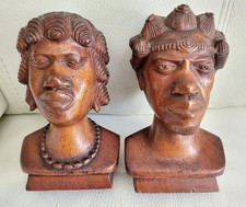 ART DECO MALGACHE SCULPTURES PAIRE DE PORTRAITS EN BUSTE ETHNIE SAKAVALA BOINA
