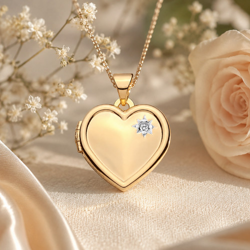 Pendentif médaillon coeur - , en