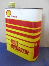 BIDON  ANCIEN   HUILE  GARAGE   "  SHELL    HUILE  MULTIGRADE   "    ANNÉES   70