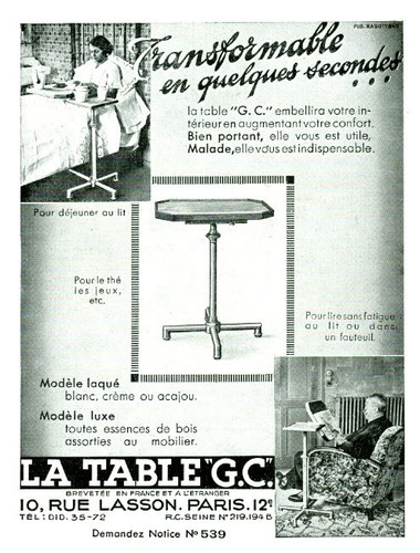 Publicité ancienne table c - ancienne, g