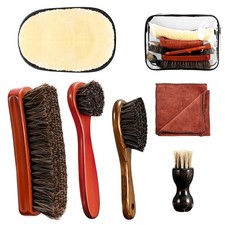 Brosses à Chaussures,Brosse CRIN Cheval,Kit Nettoyage Chaussure,4 Brosses App...