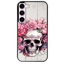 Coque noire pour Galaxy A36 et A56 5G motif tete de mort floral