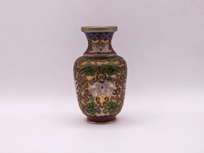 Petit vase chinois cloisonné, décor lotus coloré, art oriental ancien