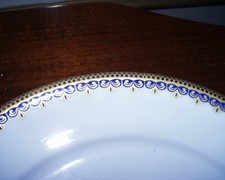 Lot 6 assiettes dorées à la feuille motif petites vagues porcelaine allemande