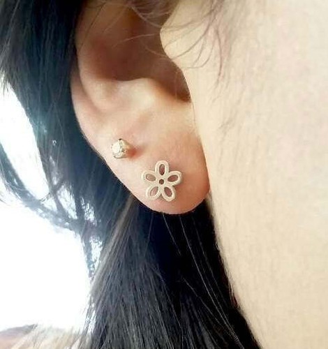 Argent sterling fleur boucles - argent,