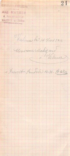 1912 fournitures horlogerie - 1912,