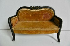 ANCIENNE BANQUETTE DE MAISON DE POUPÉE MIGNONNETTE DU XIXème - BOIS NOIRCI