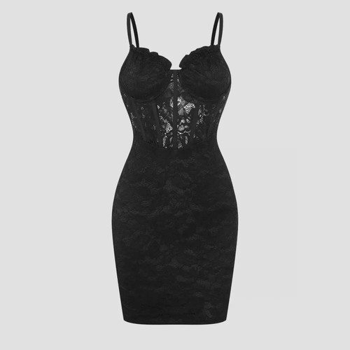 Robe sexy dentelle noire - en,