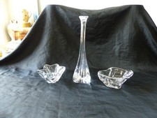 LOT DE 3 PIECES EN CRISTAL CLAIR DE DAUM FRANCE CENDRIER VIDE POCHE BOUGEOIR