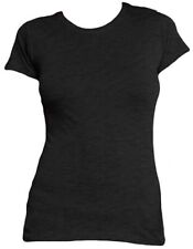 Débardeur Femme T-Shirt Blanc Noir Matériau Doux Neuf Manches Courtes Col Rond