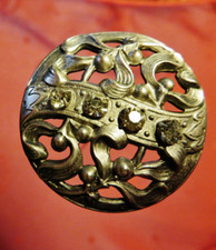 EPINGLE à CHAPEAU ART NOUVEAU ancienne GUI PORTE-BONHEUR & STRASS 1900