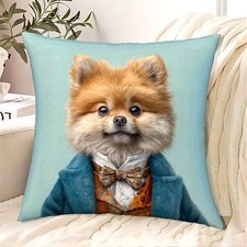 Housse de coussin Loulou de Pomeranie coquet nœud papillon 45 cm