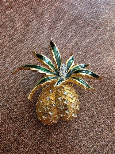 Broche ancienne ananas palmier - broche,