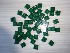 LEGO lot 50 plaques plates 1 tenon vert foncé 3024 dark green pièce détachée TBE