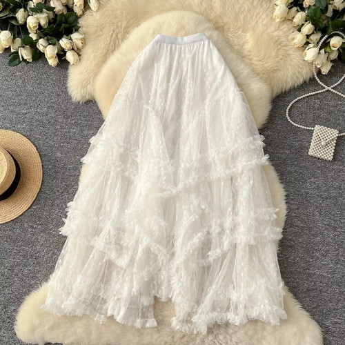 Jupe tulle blanc long - tulle,