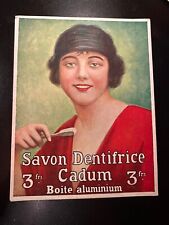 Rare Plaque publicitaire Carton Savon Dentifrice Cadum Pharmacie D’antan