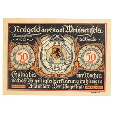 [#286237] Billet, Allemagne, Weissenfels, 50 Pfennig, Usine, 1921, UNC(63), Mehl