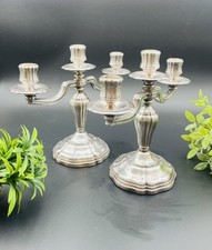 Paire de chandeliers à trois feux Saint-Médard en métal argenté - 656001