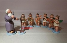 Chef d'Orchestre et 6 anges musiciens figurines erzgebrige germany années 1960