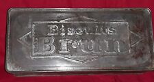 Boite  sérigraphiée vide publitaire  tôle BISCUITS BRUN AVEC CONSIGNE  N°715/329