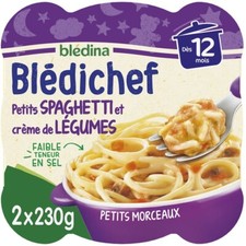 lot 3x2 BLEDINA Blédichef Spaghetti et crème de légumes dès 12 mois 230 gr