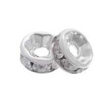 20 PERLES INTERCALAIRE STRASS TRANSPARENT METAL ARGENTE 6 mm - Grade A