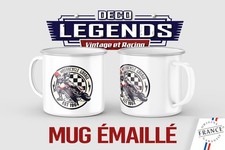 Mug émaillé Motorcycle garage, Tasse déco course moto thé café cadeau vintage
