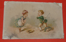 CHROMO 1880-1890 SCENETTE CHASSEUR PRIS DANS PIEGE A LOUP