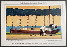 Navigation Coche-d'eau vers 1820 Gravure couleur de 1959 par Léon Haffner