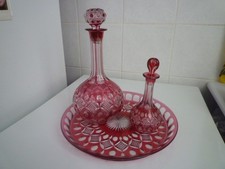 2 carafes + plateau cristal de