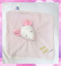 Doudou Peluche Plat Carré Souris Rose Trop mimi Sucre D'orge