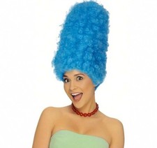 Perruque Synthétique Marge Simpson Bleu Cheveux Bouclés Cosplay +1 Bonnet