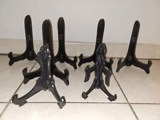 Lot 8 Ancien Grand Chevalet Support En Bois Noir Et Plastique Pose Assiette 