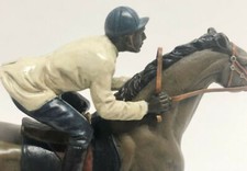 Français Vintage Bronze Statue Sculpture Cheval Jockey France Circa 1970 Maison