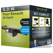 Attelage col de cygne G.D.W. pour Renault R5 Rapid 85- avec Faisceau uni 13 br.