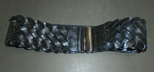 Braided black faux leather - braided,