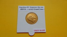 20 FRANCS OR - NAPOLEON III  " TÊTE NUE " - 1855 D    variété  " GRAND LION "