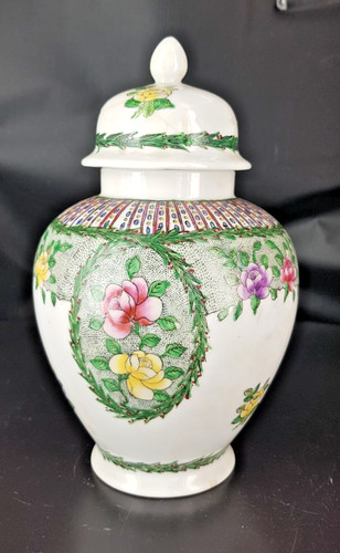 Pot porcelaine décor floral - porcelaine,