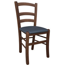 Chaise Bois venezia Noyer Sombre Avec Siège Simili Rembourré Gris Anthracite